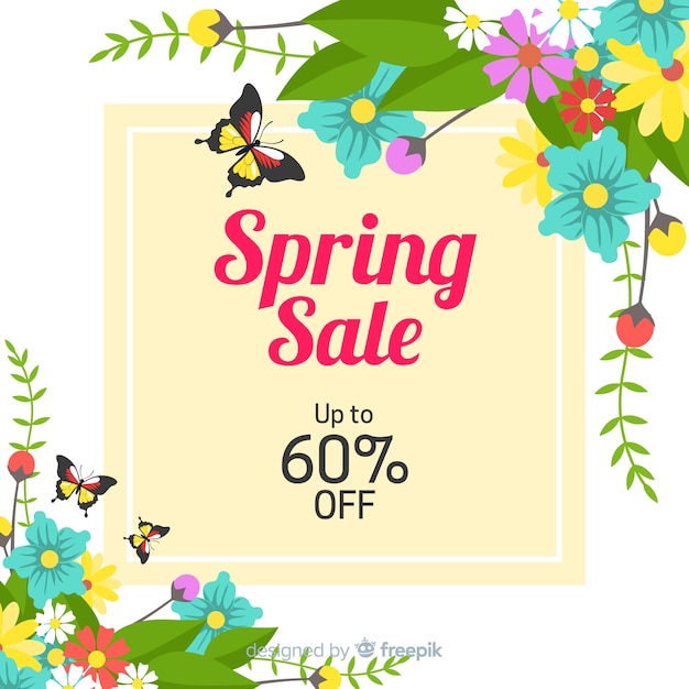 Flat floral corners spring sale background
