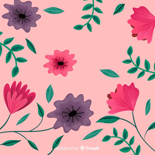 Flat floral embroidery decorative background