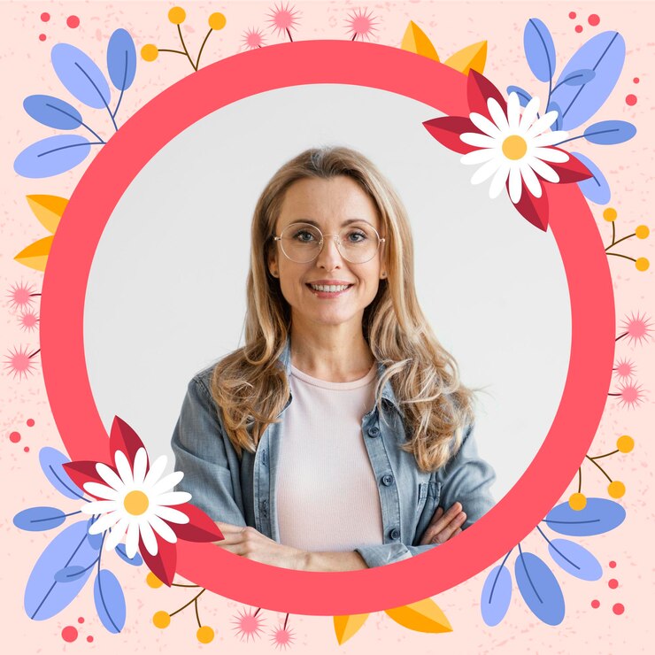Free Vector flat floral facebook frame for profile pic