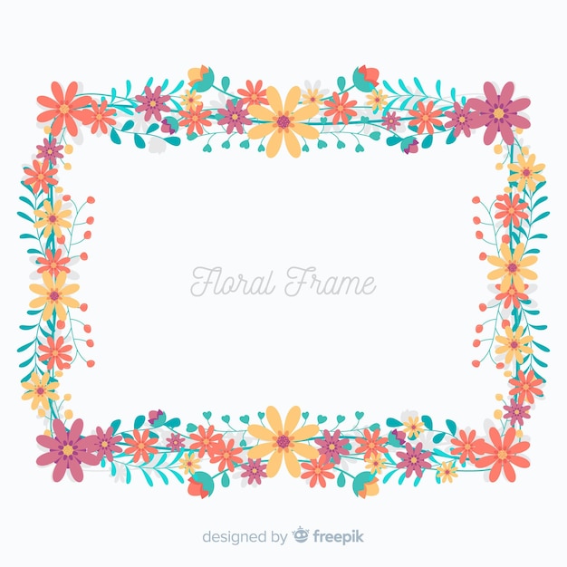 Free vector flat floral frame background