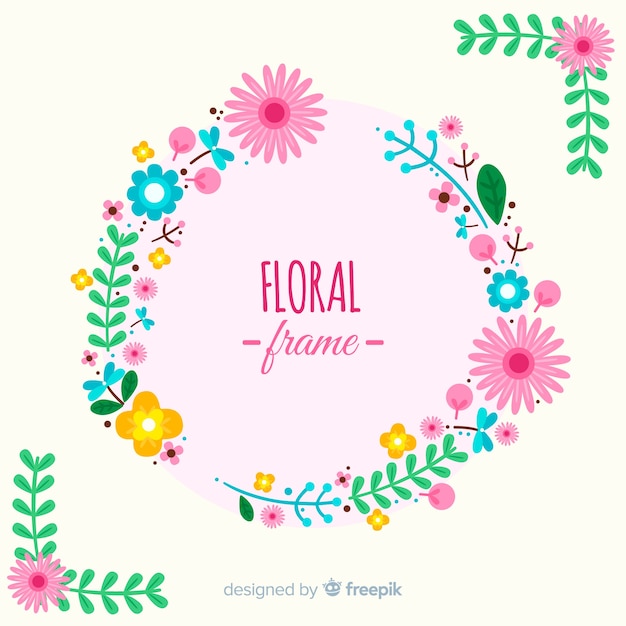 Flat floral frame background