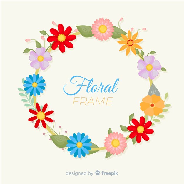 Flat floral frame spring background