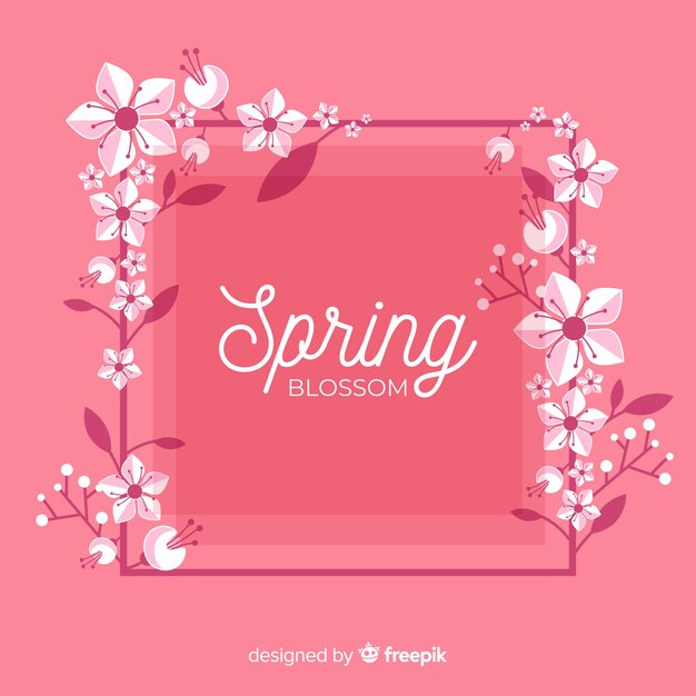 Flat floral frame spring background