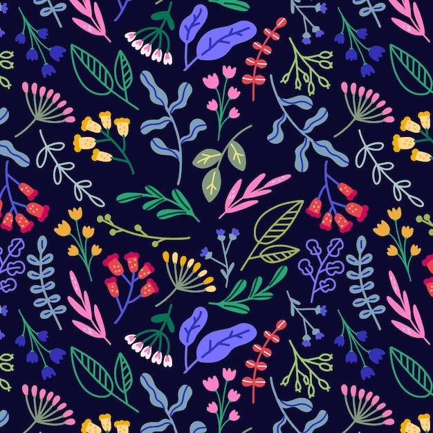 Free vector flat floral pattern design for spring