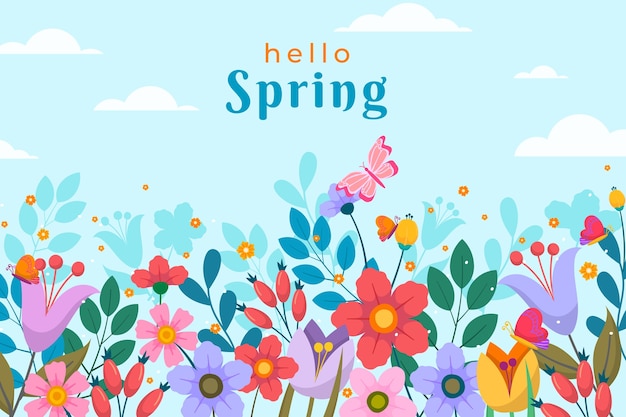 Free vector flat floral spring background