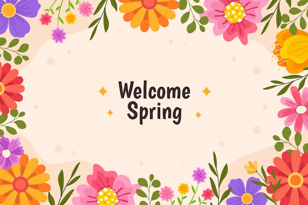 Flat floral spring background