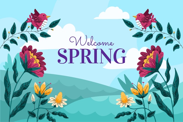 Free vector flat floral spring background