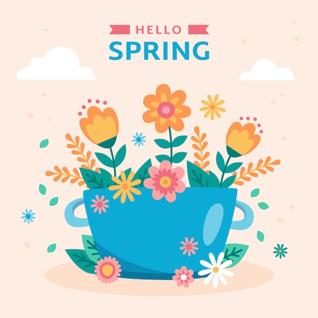 Free vector flat floral spring illustration