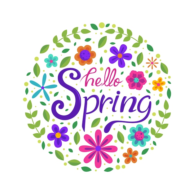 Free vector flat floral spring lettering