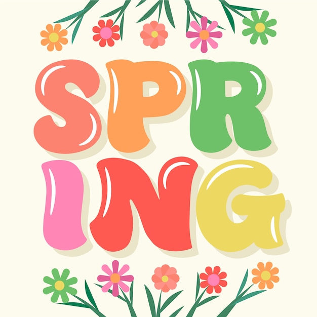 Flat floral spring lettering