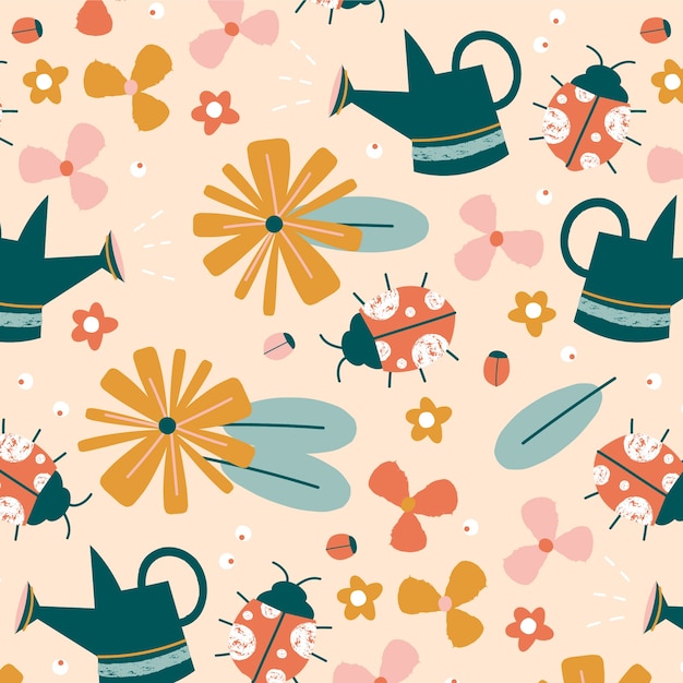 Flat floral spring pattern design