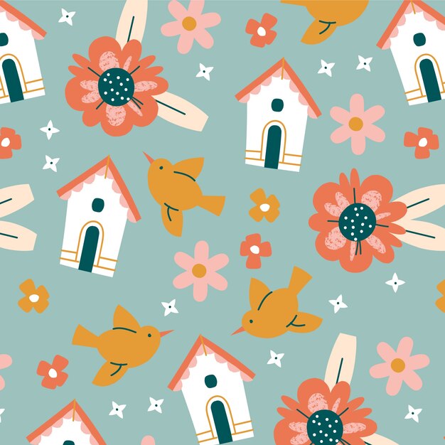 Flat floral spring pattern design