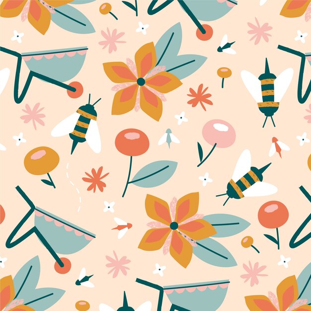 Flat floral spring pattern design