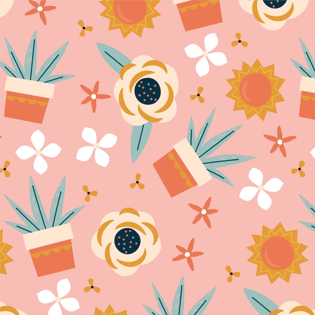 Flat floral spring pattern design