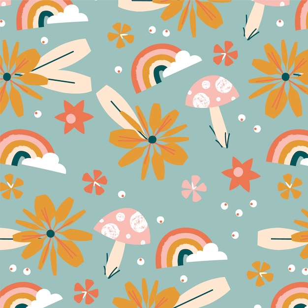 Flat floral spring pattern design