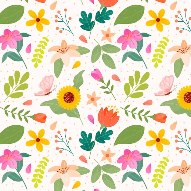 Free vector flat floral spring pattern design