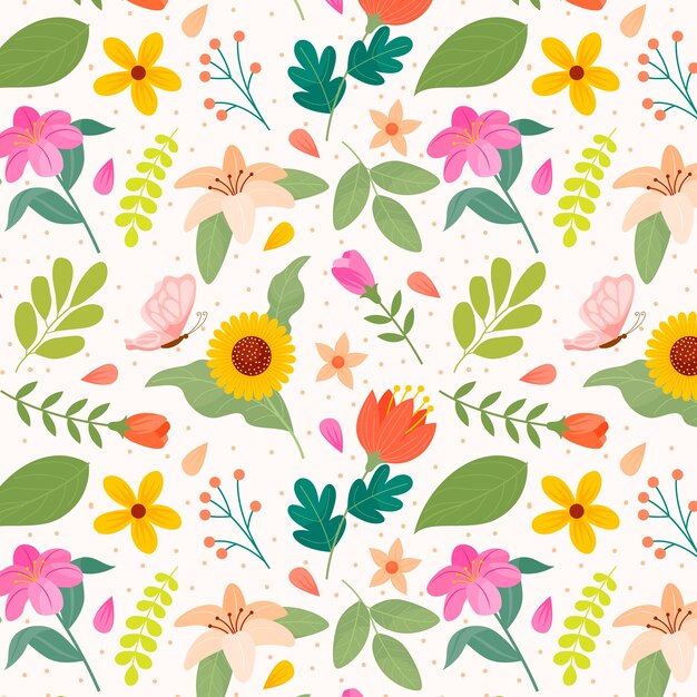 평면 꽃 봄 패턴 디자인