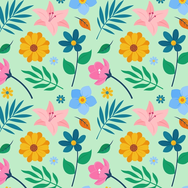 평면 꽃 봄 패턴 디자인