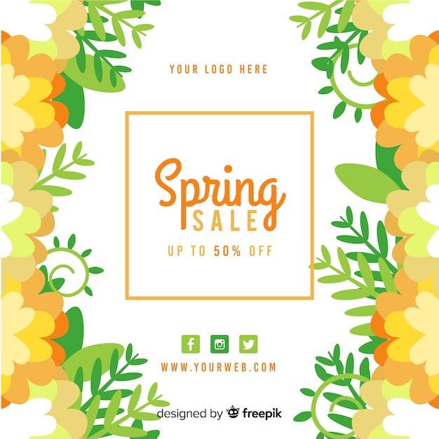 Free vector flat floral spring sale background