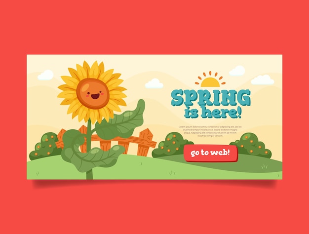 Free vector flat floral spring sale horizontal banner template