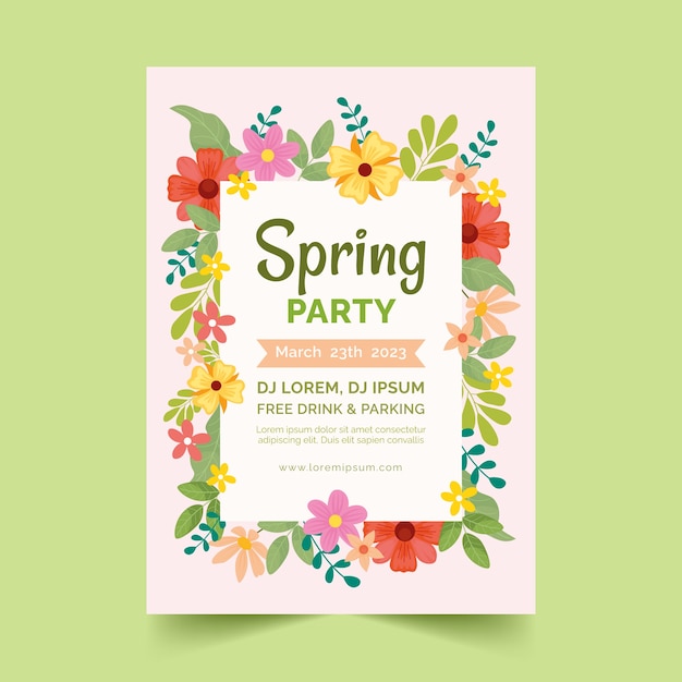 Free vector flat floral spring vertical poster template