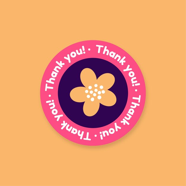 Flat floral thank you circle sticker