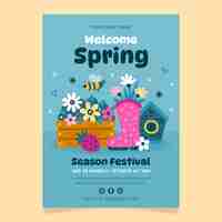 Free vector flat floral vertical poster template for spring