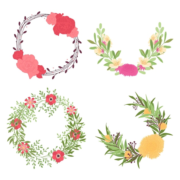 Flat Floral Wreath Set