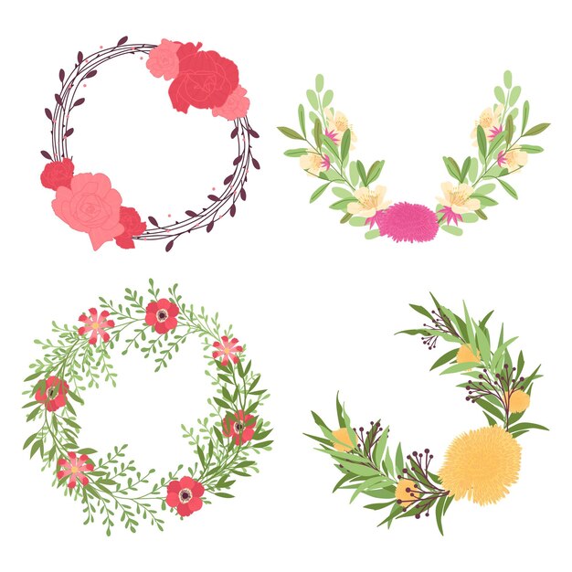 Flat floral wreath set