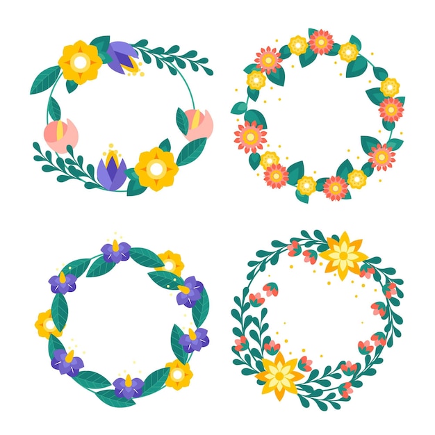 Flat floral wreaths collection