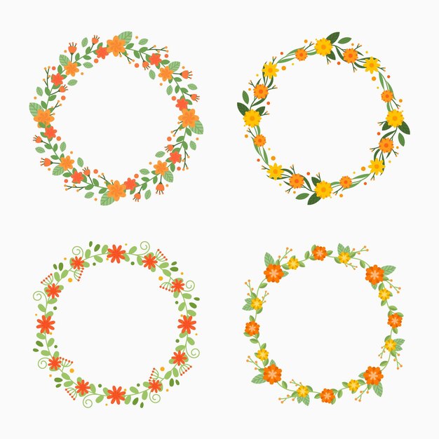 Flat floral wreaths collection