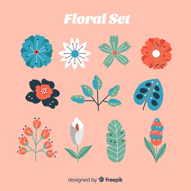 Flat flower and leaf collection