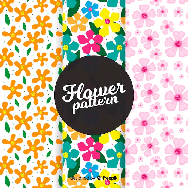 Free vector flat flower pattern collection