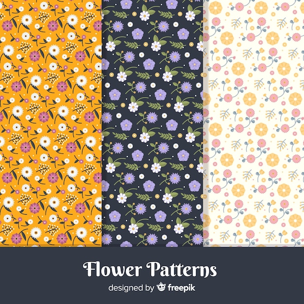 Free vector flat flower pattern set