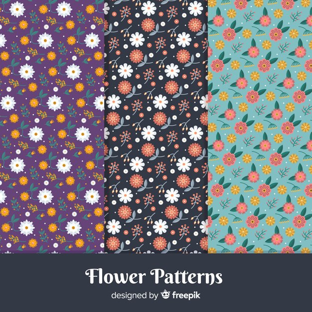 Flat flower pattern set