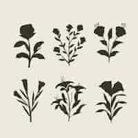 Free vector flat flower silhouettes collection