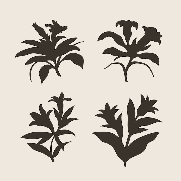 Free vector flat flower silhouettes collection