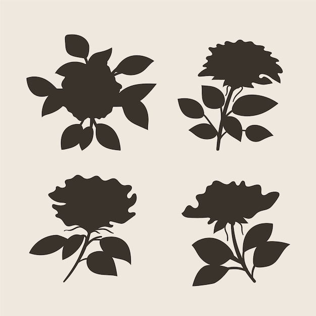 Flat flower silhouettes collection