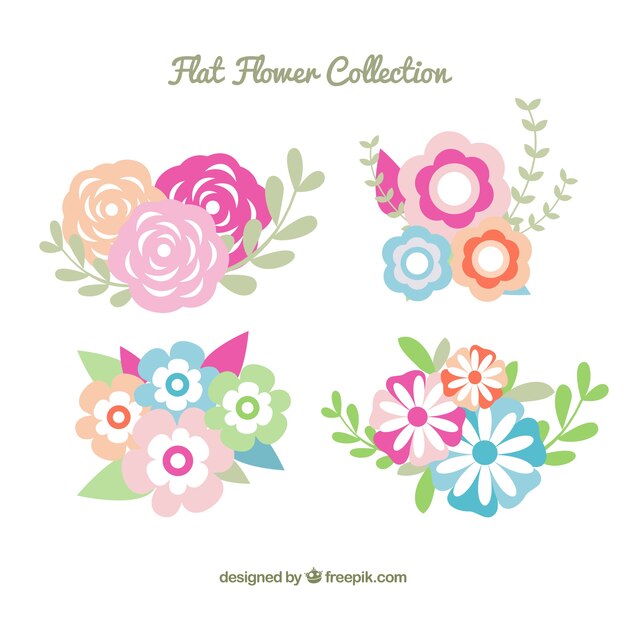 Free Vector flat flowers collection