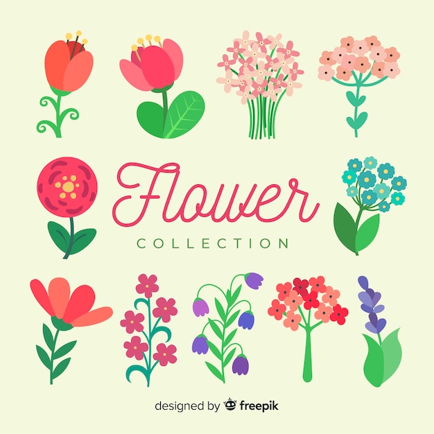 Free vector flat flowers collection