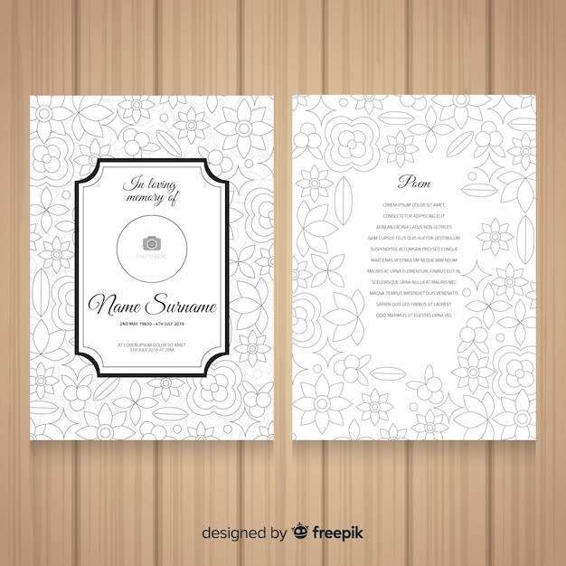 flat flowers funeral card template