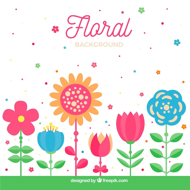 Flat flowers line background