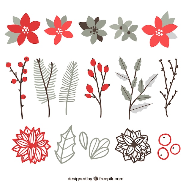 Flat flowers with different styles