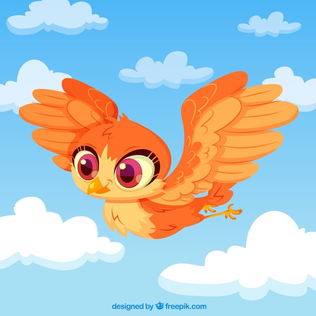 Flat flying bird background