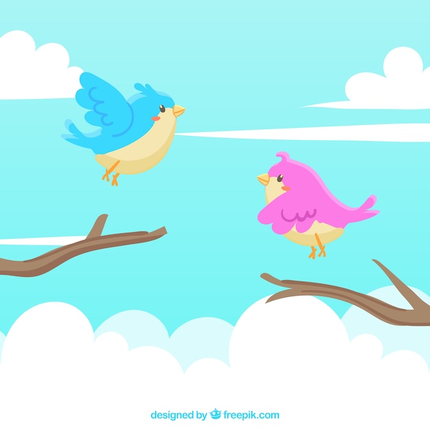 Flat flying bird background