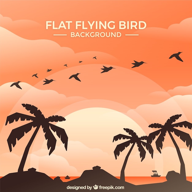 Flat flying bird background