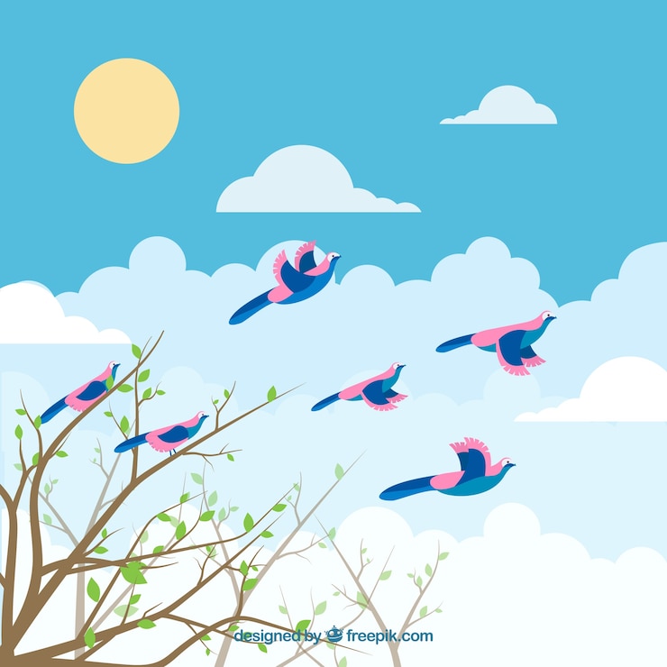 무료 Vector 평면 비행 새 배경