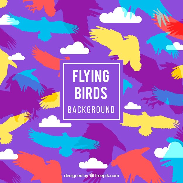 Flat flying bird background