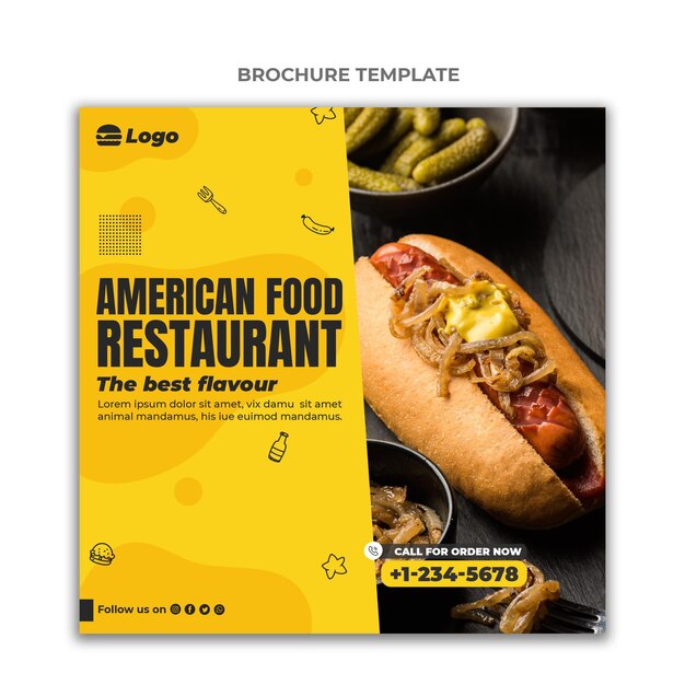 Flat food brochure template