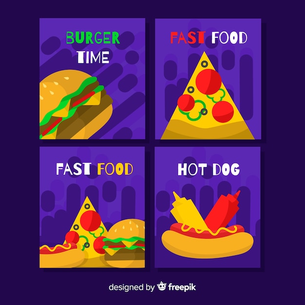 Free vector flat food card collection